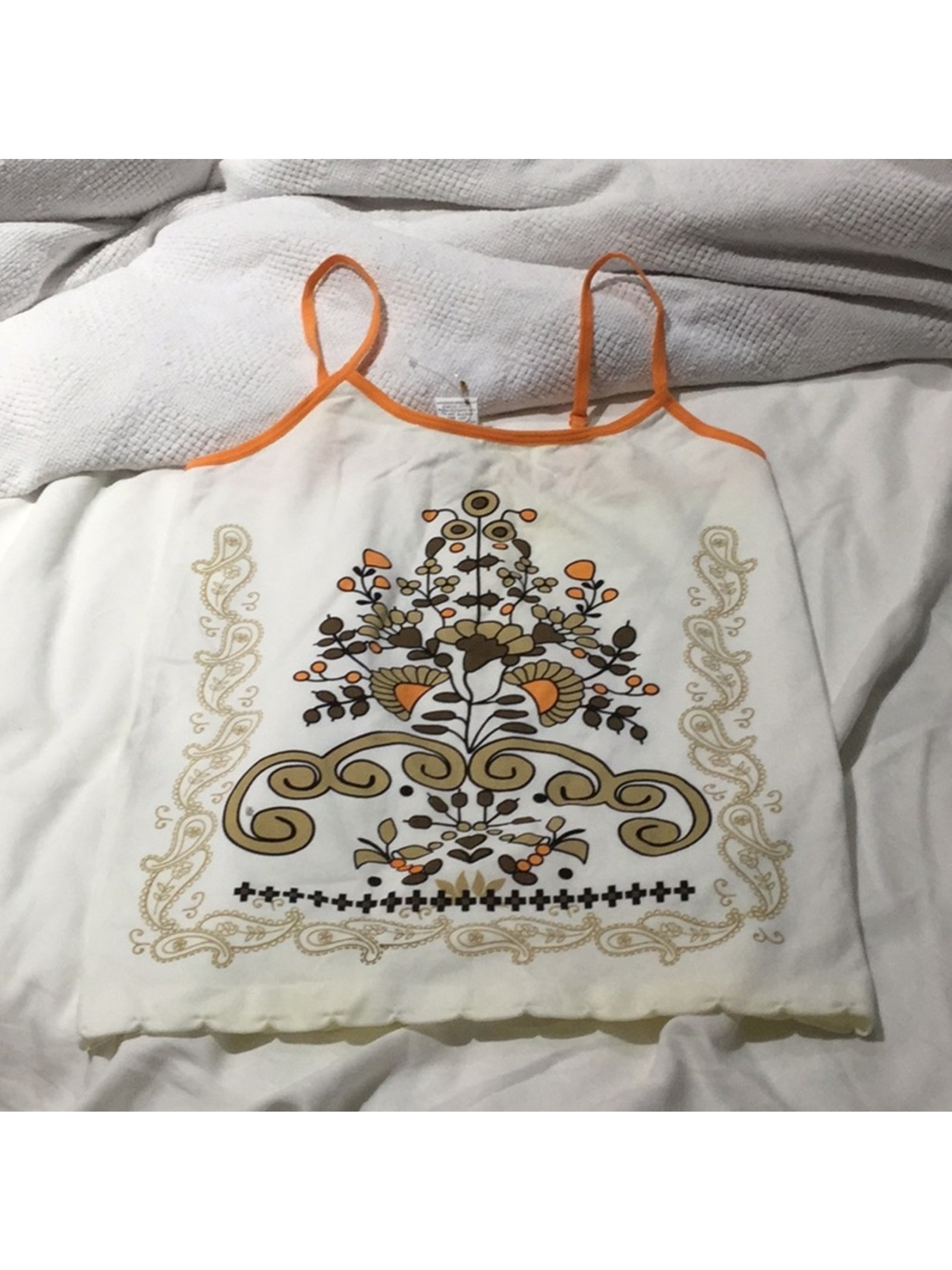 Connection 18 M Cream Orange Graphic Tank Nwt Egyptian Vibes